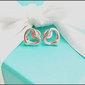 Tiffany white gold Elsa Peretti open heart earring